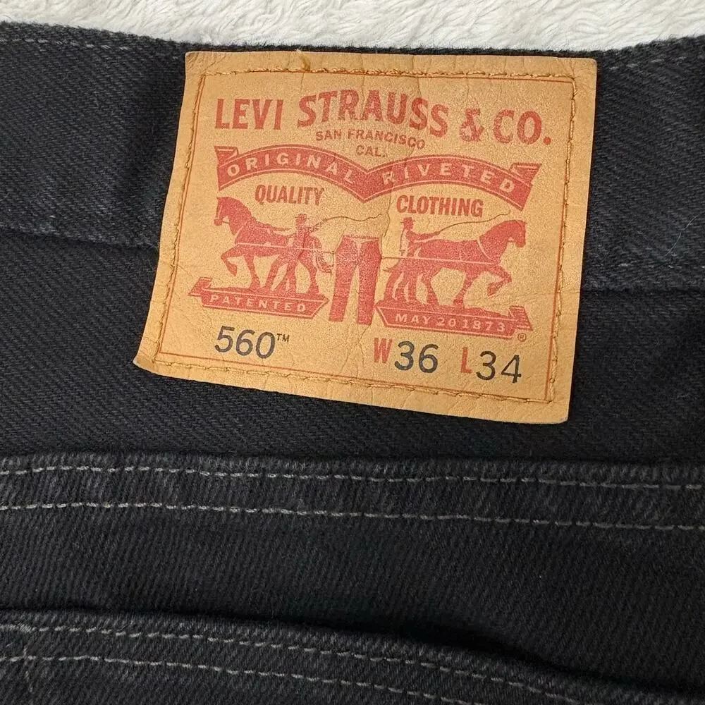 Levi’s 560 Men’s Jeans 36x34 Black Loose Fit Tapered 100% Cotton